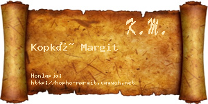 Kopkó Margit névjegykártya